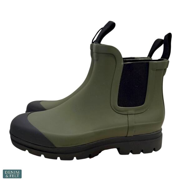 Everlane The Rain Boot Forest Green Black Chunky Chelsea Waterproof Sz 10 NEW - Picture 9 of 16